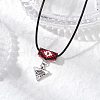 Glass Seed Beaded & Alloy Triangle Evil Eye Pendant Necklaces NJEW-MZ00110-02-1