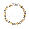 Ion Plating(IP) Round 304 Stainless Steel Byzantine Chain Bracelets for Men BJEW-B093-06GP-1