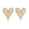 Heart Clear Cubic Zirconia Stud Earrings EJEW-S235-02G-1