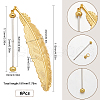 SUNNYCLUE 6Pcs Alloy Feather Pendant Bookmarks AJEW-SC0003-31A-2