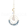 Natural Aquamarine Chip Beaded Hanging Suncatchers HJEW-TA00288-03-1
