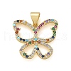 Hollow Butterfly Brass Micro Pave Cubic Zirconia Pendants KK-M319-16G-1