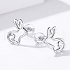 Anti-Tarnish Rhodium Plated 925 Sterling Silver Bunny Stud Earrings EJEW-FF0009-08P-1