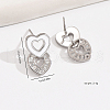 Elegant S925 Sterling Silver Clear Cubic Zirconia Heart Dangle Stud Earrings SV9375-3