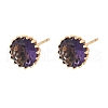 Flat Round Brass Glass Stud Earrings EJEW-G428-01G-4
