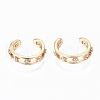 Brass Micro Pave Clear Cubic Zirconia Cuff Earrings X-KK-S356-152G-NF-1