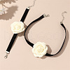 Rose Alloy with Polyester Choker Necklace & Bracelet Sets FS-WG57C00-02-1