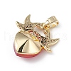 Real 18K Gold Plated Rack Plating Brass Micro Pave Cubic Zirconia Pendants KK-C015-03G-15-3