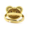Bear Brass Micro Pave Cubic Zirconia Open Cuff Ring for Women RJEW-U003-22-4