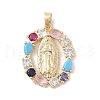 Brass Cubic Zirconia Pendants KK-Z050-18G-02-1