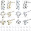  24Pcs 6 Style Brass Micro Pave Clear Cubic Zirconia Stud Earring Findings ZIRC-NB0001-90-1