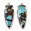 Assembled Bronzite and Synthetic Aqua Terra Jasper Pendants G-R481-11B-2