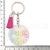 Acrylic Flat Round with Suede Tassel Pendant Keychain KEYC-G060-01F-3