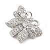 Brass Micro Pave Clear Cubic Zirconia Slide Charms ZIRC-I068-32P-2