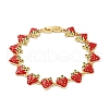 Brass Micro Pave Cubic Zirconia Enamel Link Bracelets BJEW-Z126-02G-4