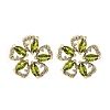 Flower Brass Micro Pave Cubic Zirconia Stud Earrings EJEW-F373-03G-2