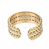 304 Stainless Steel Twist Rope Open Cuff Ring RJEW-T023-47G-2