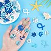  100Pcs 5 Styles Ocean Theme Dyed Wood Pendants WOOD-NB0001-96-5