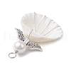 4Pcs 4 Styles Copper Wire Wrapped Shell Pendants PALLOY-JF02709-5