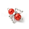 12Pcs 12 Colors Acrylic Imitation Pearl Angel Connetctor Charms with Antique Silver Tone Alloy Wings PALLOY-JF02696-7