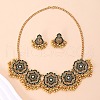 Flower Alloy Rhinestone Pendant Necklaces & Stud Earrings Sets FS-WGA9B77-01-1