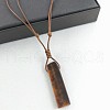 Natural Tiger Eye Rectangle Pendant Necklaces FS-WGC5719-07-1