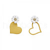 Daisy with Heart Alloy Dangle Stud Earrings FS-WG498A8-01-5