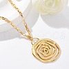 304 Stainless Steel Flower Pendant Necklaces for Women NJEW-Z061-05G-01-3
