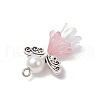 Glass Beads with Acrylic Bead Caps and Alloy Beads and ABS Plastic Imitation Pearl Round Beads and Iron Flat Head Pins Pendants PALLOY-JF03627-5