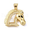 Brass Micro Pave Cubic Zirconia Shell Pendants KK-D328-10G-1