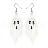 Halloween Theme Ghost Handmade Glass Seed Beaded Dangle Earrings EJEW-MZ00479-2