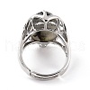Oval Natural Labradorite Adjustable Finger Ring RJEW-C010-03P-RS-3