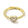 Rack Plating Brass Micro Pave Cubic Zirconia Adjustable Rings RJEW-H228-02G-02-2