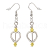 Heart with Acrylic Beaded Dangle Earrings EJEW-JE05064-5