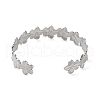 Non-Tarnish 304 Stainless Steel Flower Open Cuff Bangles for Women BJEW-M316-01P-3