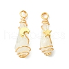 2Pcs Electroplated Natural Quartz Crystal Dyed Copper Wire Wrapped Pendants PALLOY-JF03163-01-1