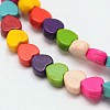 Dyed Synthetical Turquoise Heart Bead Strand G-P083-88C-1