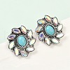Alloy Synthetic Turquoise Stud Earrings EJEW-U053-02AS-3