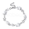 2Pcs Natural Howlite & Obsidian Chip Link Bracelets BJEW-JB11592-3