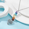 Alloy Heart with Tree Pendant Necklace with 304 Stainless Steel Cable Chains NJEW-JN04459-2