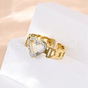 304 Stainless Steel with Rhinestone Adjustable Cuff Rings RJEW-Q020-16G-5