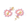 Glass Seed Beads Dangle Stud Earrings EJEW-MZ00396-05-4