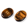 12Pcs 12 Styles Twelve Constellation Natural Tiger Eye Flat Oval Links Connector Charms G-K359-05C-2