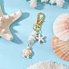 Starfish & Sea Turtle Synthetic Turquoise & Natural White Mother of Pearl Shell Chip Pendant Decorations HJEW-JM03169-01-1