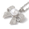 Brass Micro Pave Clear Cubic Zirconia Bowknot Pendant Necklaces NJEW-C054-04P-2