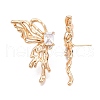 Brass Pave Clear Cubic Zirconia Butterfly Stud Earring Findings KK-N232-450G-3