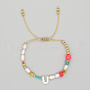 Bohemian Style Shell Letter Bead Braided Bead Bracelets for Women WG07C1E-21-1