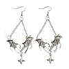 Alloy Bat Wing with Cross Dangle Earrings for Halloween EJEW-G349-01AS-1