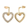 Brass Micro Pave Clear Cubic Zirconia Dangle Stud Earrings EJEW-F256-01G-2