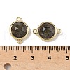Brass Pave Natural Labradorite Faceted Flat Round Connector Charms G-U028-04G-16-3